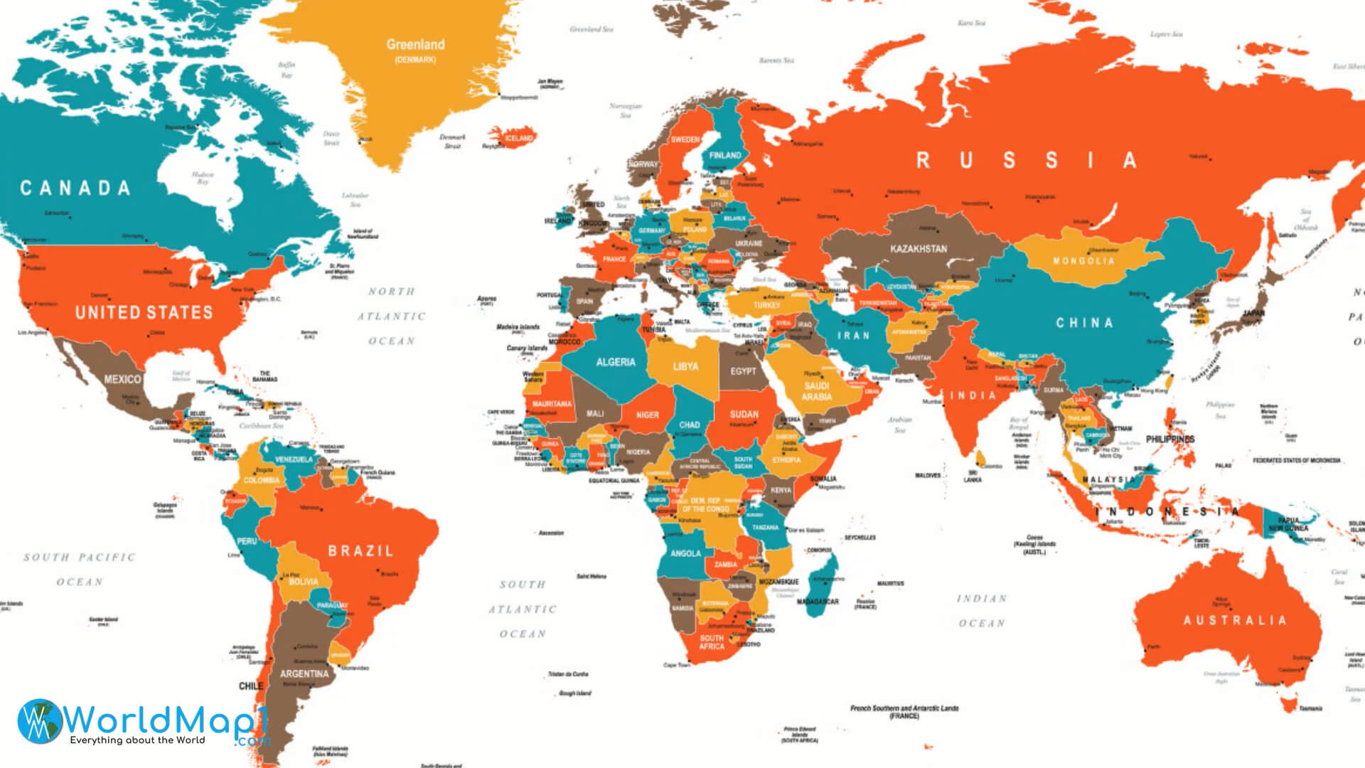 World Map with Countries Border